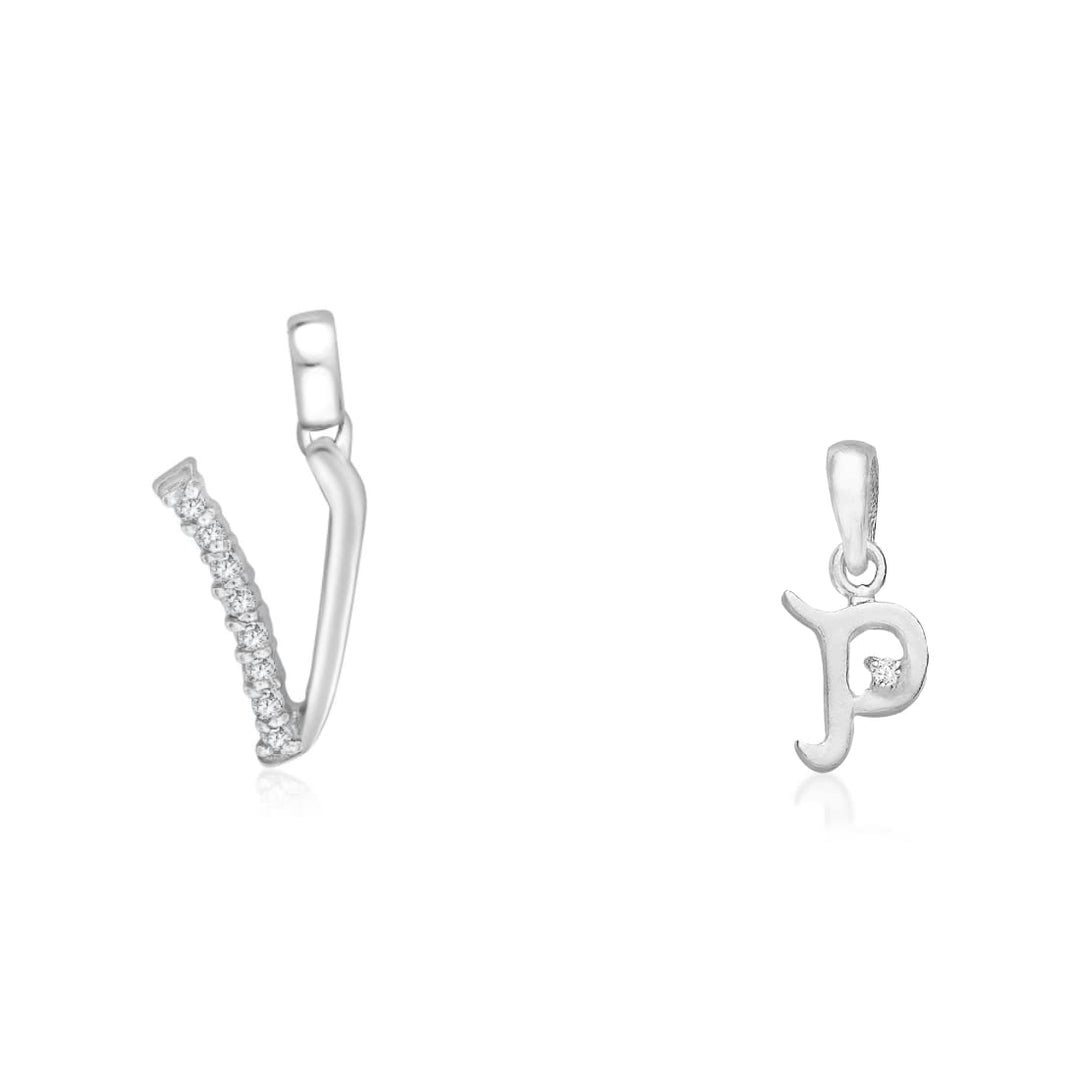 Taraash 925 Sterling Silver Couple Alphabet Pendants "V" and "P" Initial Letter Pendants - Taraash