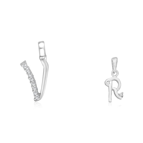 Taraash 925 Sterling Silver Couple Alphabet Pendants "V" and "R" Initial Letter Pendants - Taraash