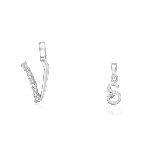 Taraash 925 Sterling Silver Couple Alphabet Pendants "V" and "S" Initial Letter Pendants - Taraash