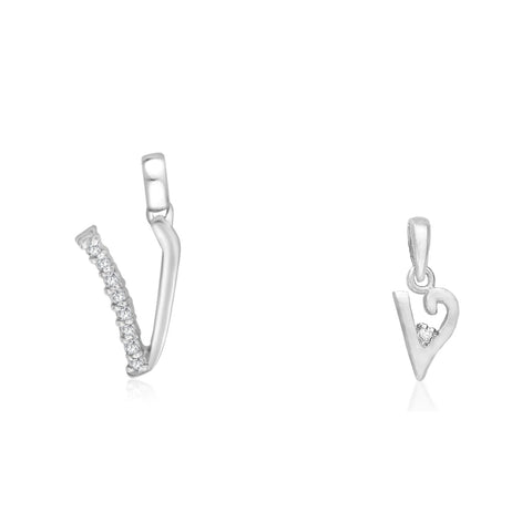 Taraash 925 Sterling Silver Couple Alphabet Pendants "V" and "V" Initial Letter Pendants - Taraash
