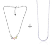 Taraash 925 Sterling Silver Couple Combo Of Figaro Chain And Heart CZ Shape Necklace - Taraash