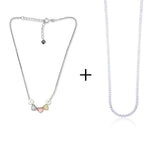 Taraash 925 Sterling Silver Couple Combo Of Figaro Chain And Heart CZ Shape Necklace - Taraash