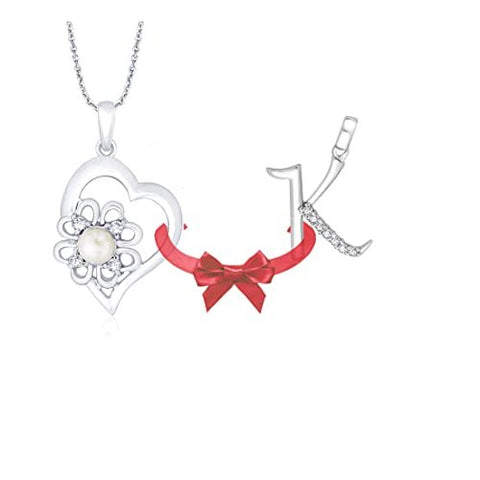 Taraash 925 Sterling Silver Couple Pendants Combo With Cz Alphabet And Heart Locket. - Taraash