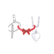 Taraash 925 Sterling Silver Couple Pendants Combo With Cz Alphabet And Heart Locket. - Taraash