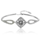 Taraash 925 Sterling Silver Cubic Zircon Studded Square Shape Bangle | Gifts for Women & Girls - Taraash