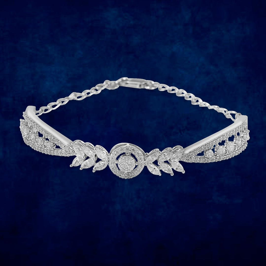 Taraash 925 Sterling Silver Cuff CZ Bangle For Women - Taraash
