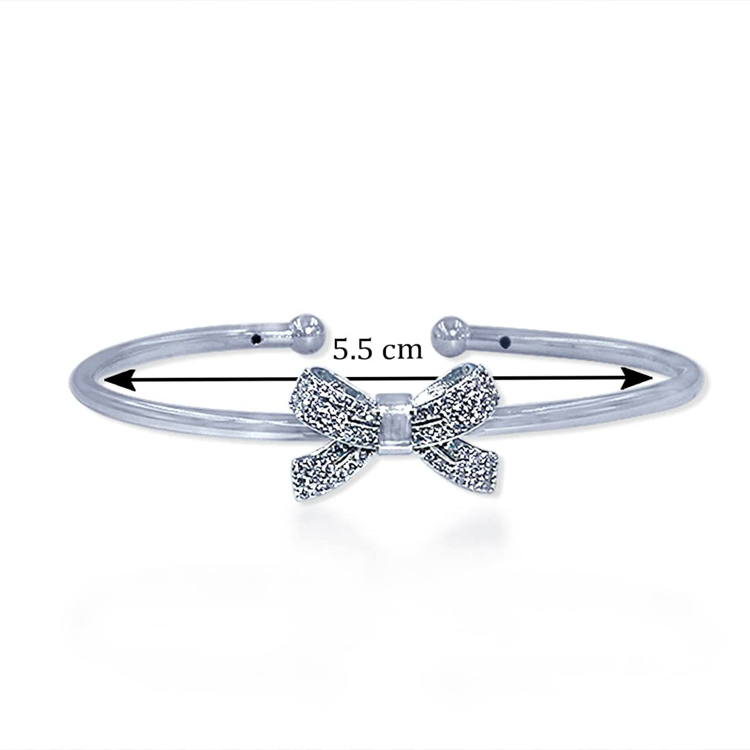 Taraash 925 Sterling Silver CZ Bow Bangle For Women - Taraash