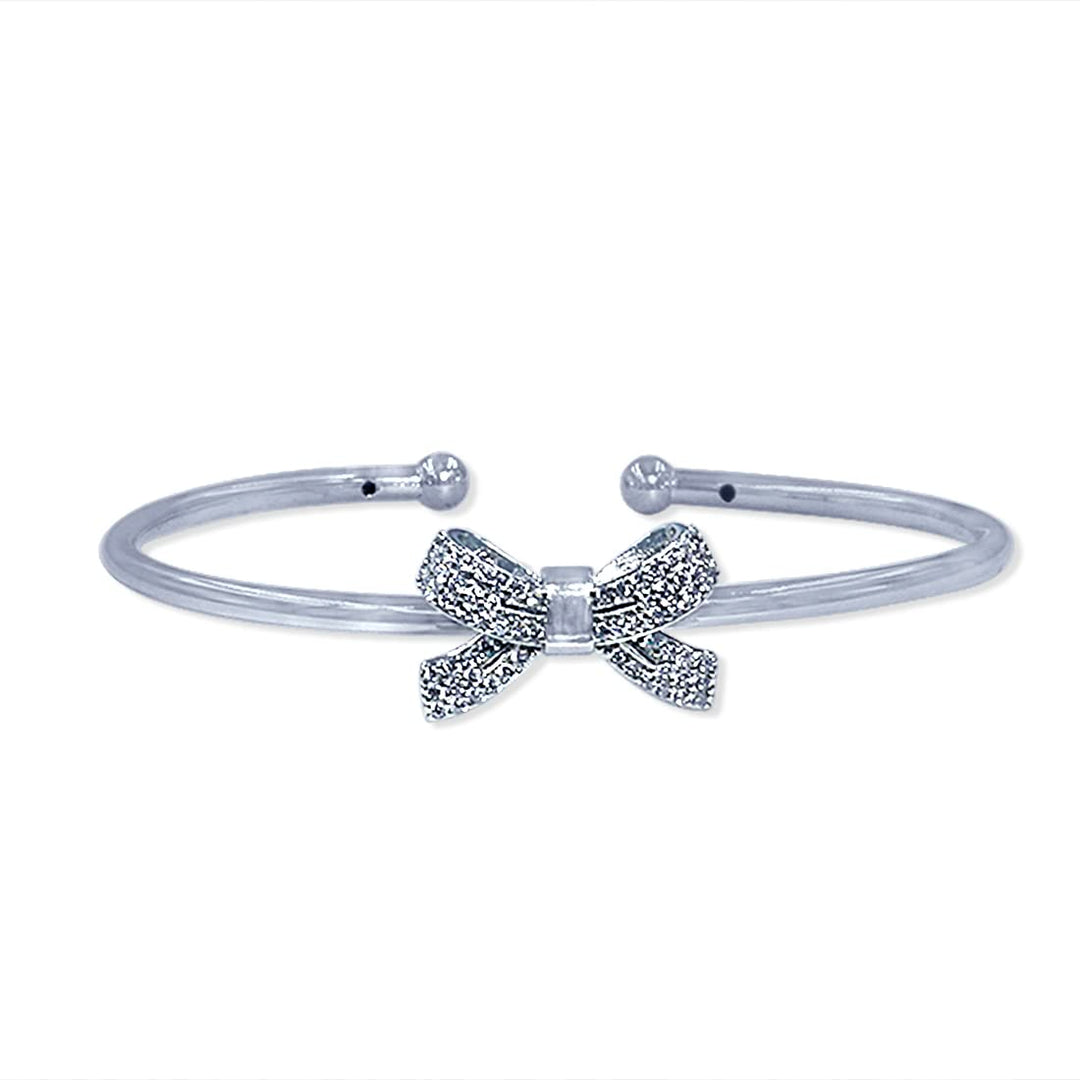 Taraash 925 Sterling Silver CZ Bow Bangle For Women - Taraash