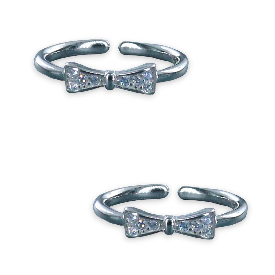 Taraash 925 Sterling Silver Cz Bow Toe Ring For Women - Taraash