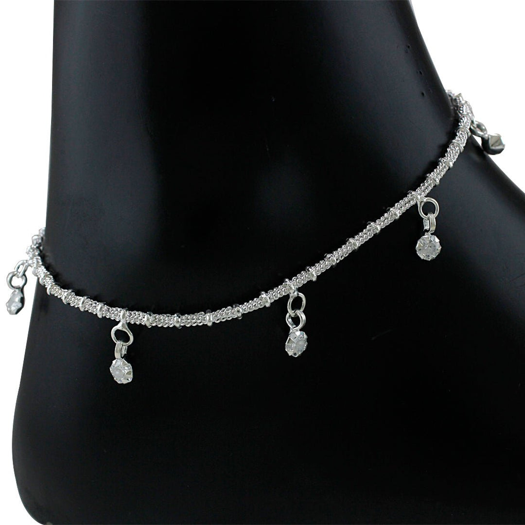 Taraash 925 Sterling Silver CZ Chain Anklet For Women - Taraash