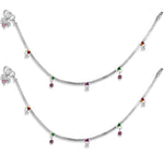 Load image into Gallery viewer, Taraash 925 Sterling Silver CZ Charm Traditional Anklet / Payal For Women - Taraash
