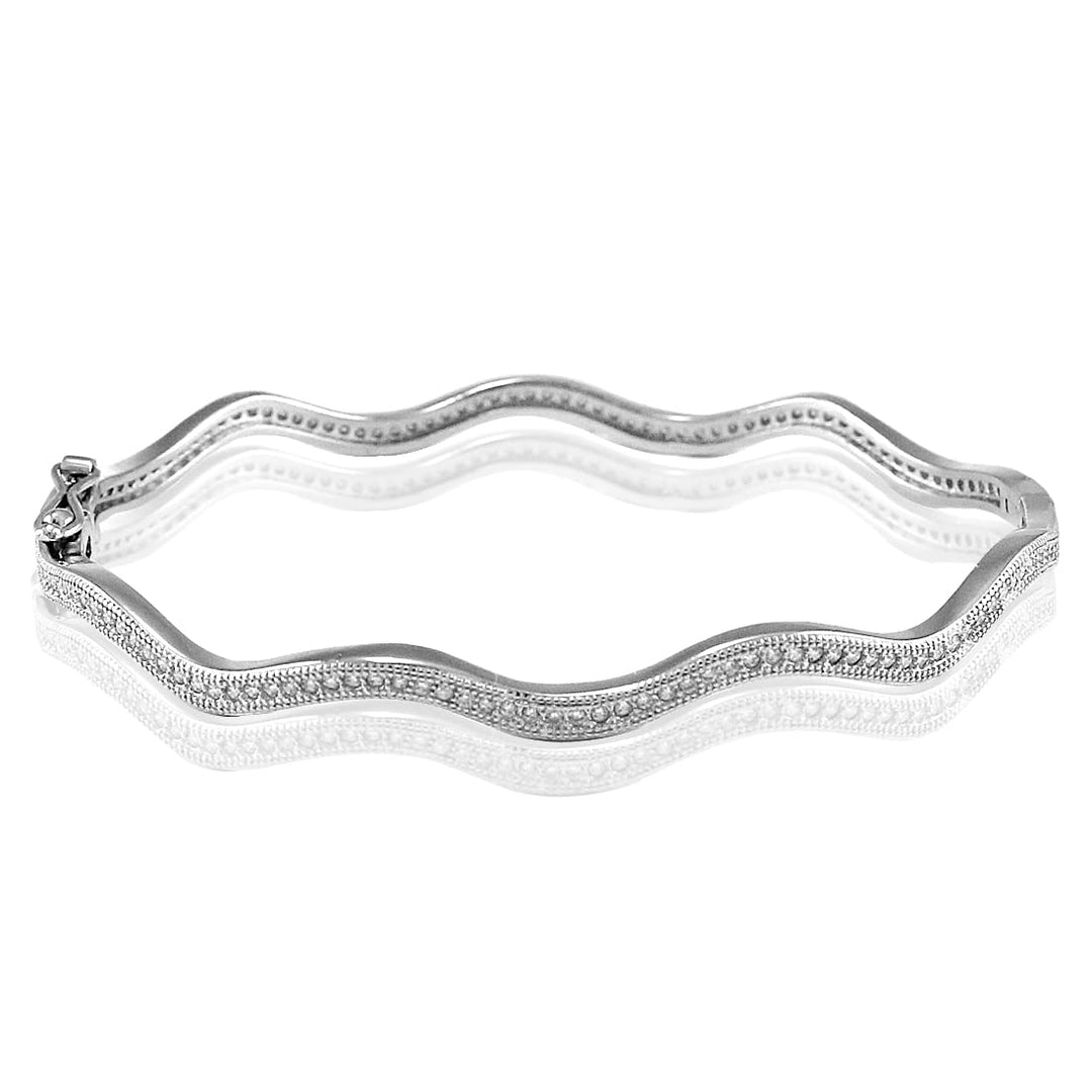 Taraash 925 Sterling Silver Cz Curve Design Bangle For Women - Taraash