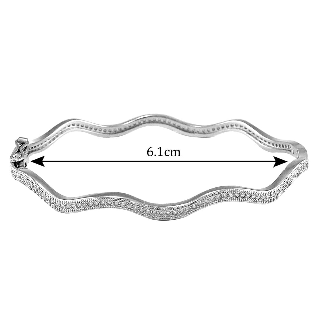 Taraash 925 Sterling Silver Cz Curve Design Bangle For Women - Taraash