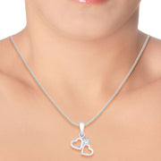 Taraash 925 Sterling Silver CZ Double Heart Pendant COMBO PD 35 - Taraash