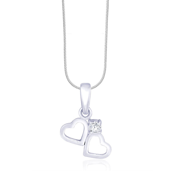 Taraash 925 Sterling Silver CZ Double Heart Pendant COMBO PD 35 - Taraash