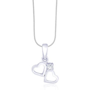 Taraash 925 Sterling Silver CZ Double Heart Pendant COMBO PD 35 - Taraash