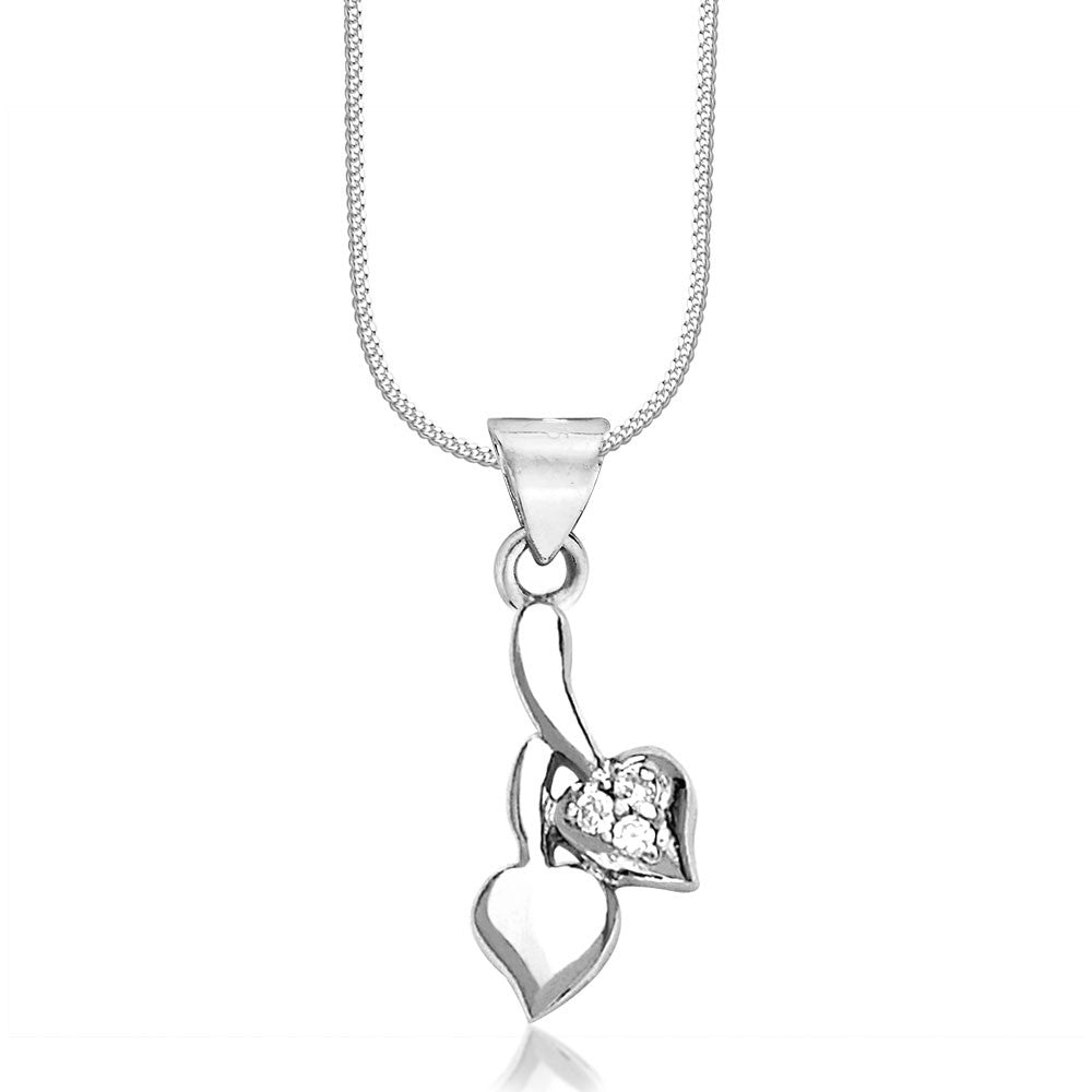 Taraash 925 Sterling Silver CZ Double Heart Pendant For Women COMBO PD 45 - Taraash