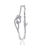 Taraash 925 Sterling Silver CZ Floral Bangle For Women - Taraash
