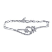 Taraash 925 Sterling Silver CZ Floral Bangle For Women - Taraash