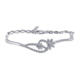Taraash 925 Sterling Silver CZ Floral Bangle For Women - Taraash