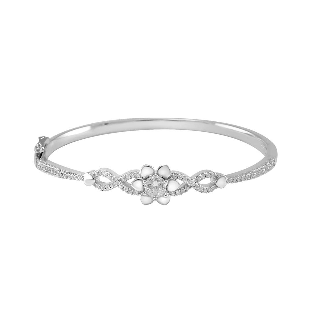 Taraash 925 Sterling Silver CZ Floral Bangle Kada For Women - Taraash