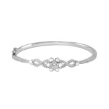 Taraash 925 Sterling Silver CZ Floral Bangle Kada For Women - Taraash