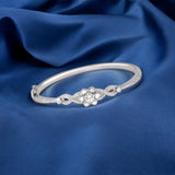 Taraash 925 Sterling Silver CZ Floral Bangle Kada For Women - Taraash
