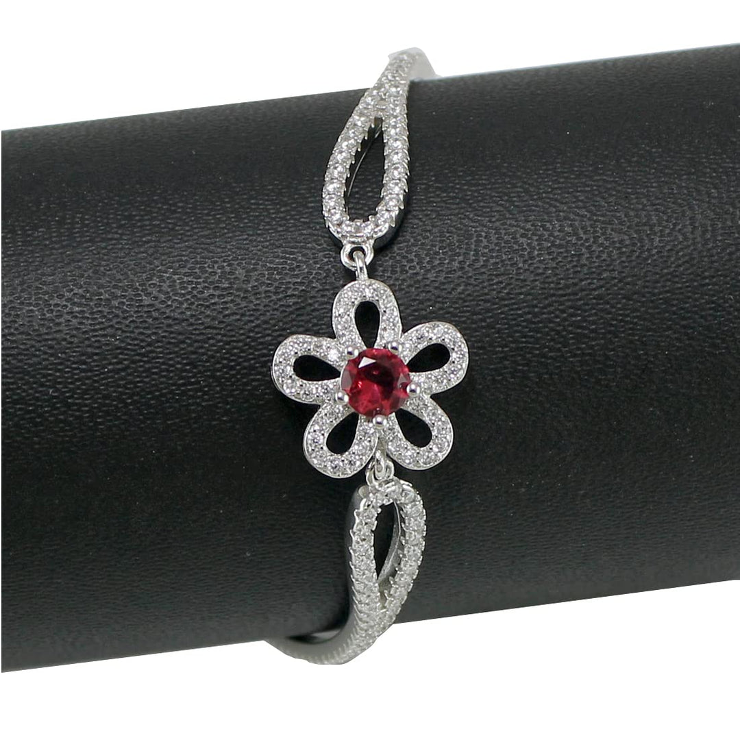 Taraash 925 Sterling Silver CZ Floral Design Classic Bangle For Women - Taraash