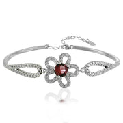 Taraash 925 Sterling Silver CZ Floral Design Classic Bangle For Women - Taraash