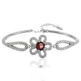 Taraash 925 Sterling Silver CZ Floral Design Classic Bangle For Women - Taraash