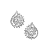 Taraash 925 Sterling Silver CZ Floral Earrings For Women - Taraash