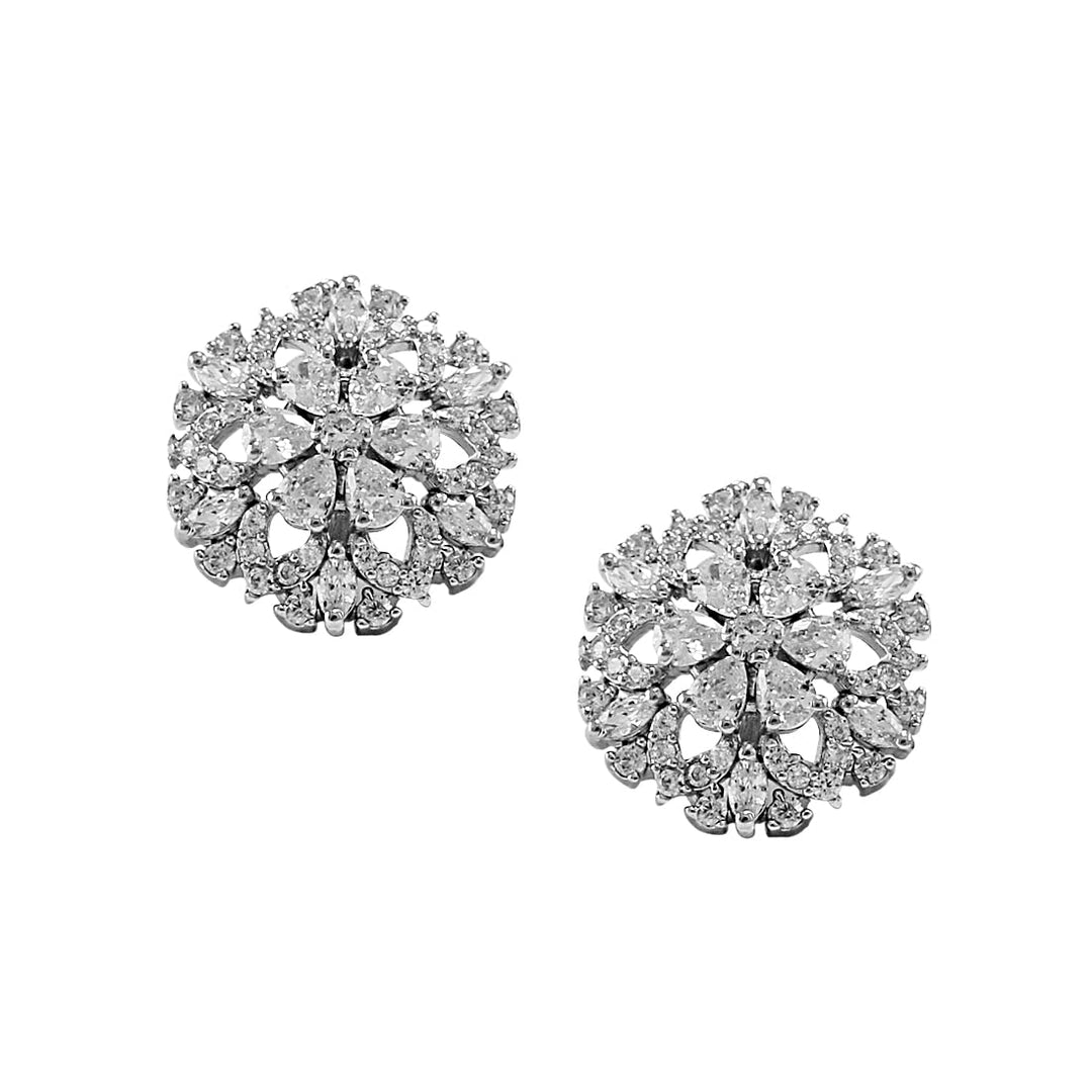 Taraash 925 Sterling Silver CZ Floral Earrings For Women - Taraash