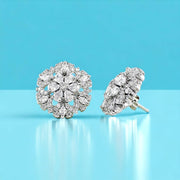 Taraash 925 Sterling Silver CZ Floral Earrings For Women - Taraash