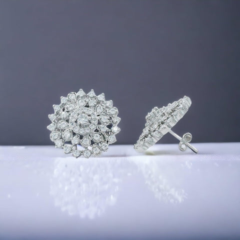 Taraash 925 Sterling Silver CZ Floral Earrings For Women - Taraash