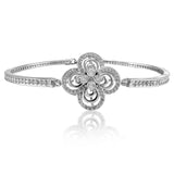 Taraash 925 Sterling Silver CZ Floral Fancy Bangle / Kada For Women - Taraash