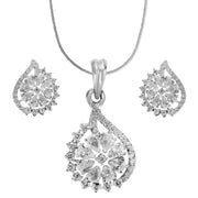 TARAASH 925 Sterling Silver CZ Floral Jewellery Set For Women - Taraash