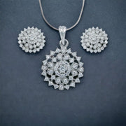 TARAASH 925 Sterling Silver CZ Floral Jewellery Set For Women - Taraash