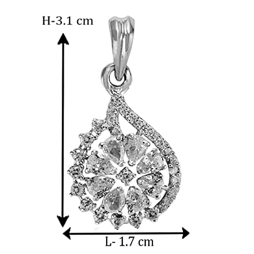 Taraash 925 Sterling Silver CZ Floral Pendant For Women - Taraash