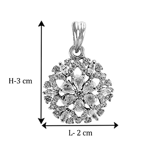 Taraash 925 Sterling Silver CZ Floral Pendant For Women - Taraash
