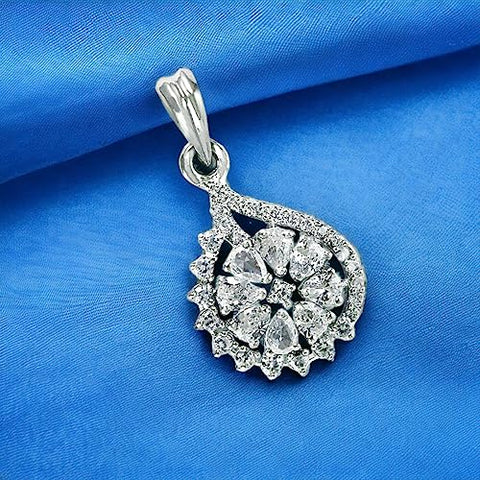 Taraash 925 Sterling Silver CZ Floral Pendant For Women - Taraash