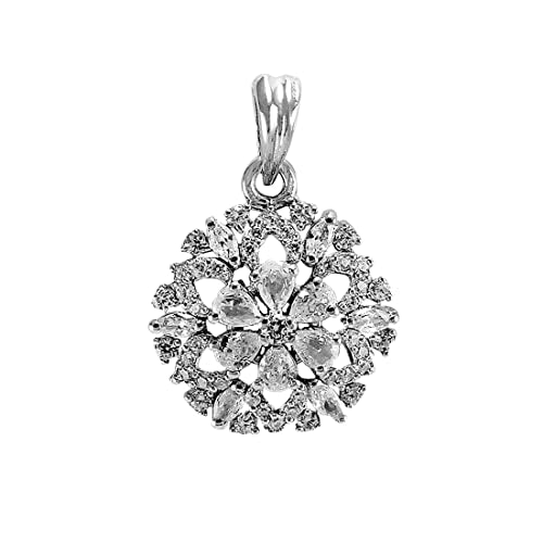 Taraash 925 Sterling Silver CZ Floral Pendant For Women - Taraash