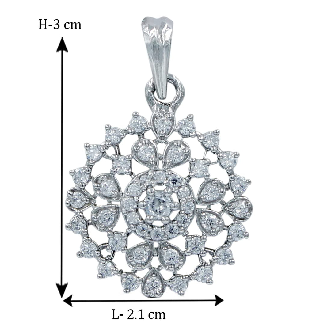 Taraash 925 Sterling Silver CZ Floral Pendant Set For Women - Taraash
