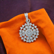 Taraash 925 Sterling Silver CZ Floral Pendant With Chain For Women - Taraash