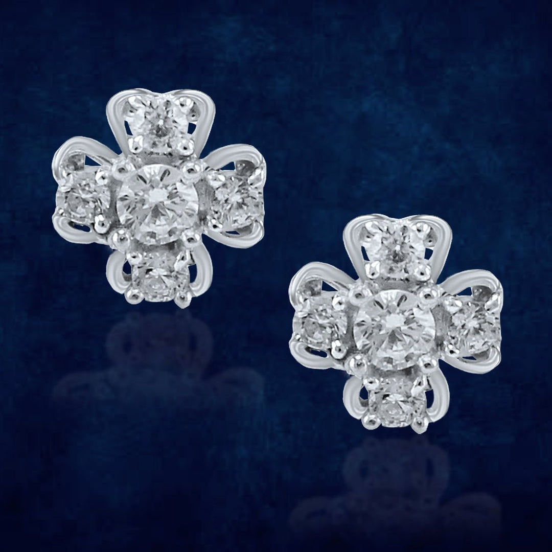Taraash 925 Sterling Silver CZ Floral Stud Earrings For Women - Taraash