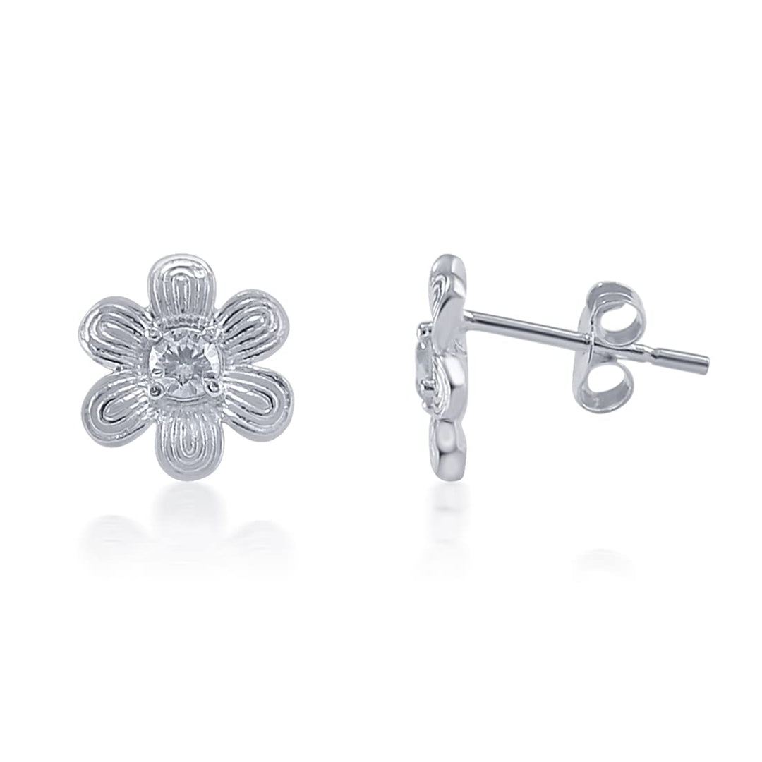 Taraash 925 Sterling Silver CZ Floral Stud Earrings For Women - Taraash