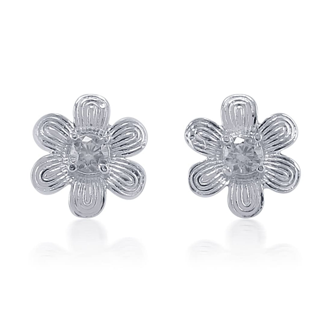 Taraash 925 Sterling Silver CZ Floral Stud Earrings For Women - Taraash