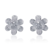 Taraash 925 Sterling Silver CZ Floral Stud Earrings For Women - Taraash