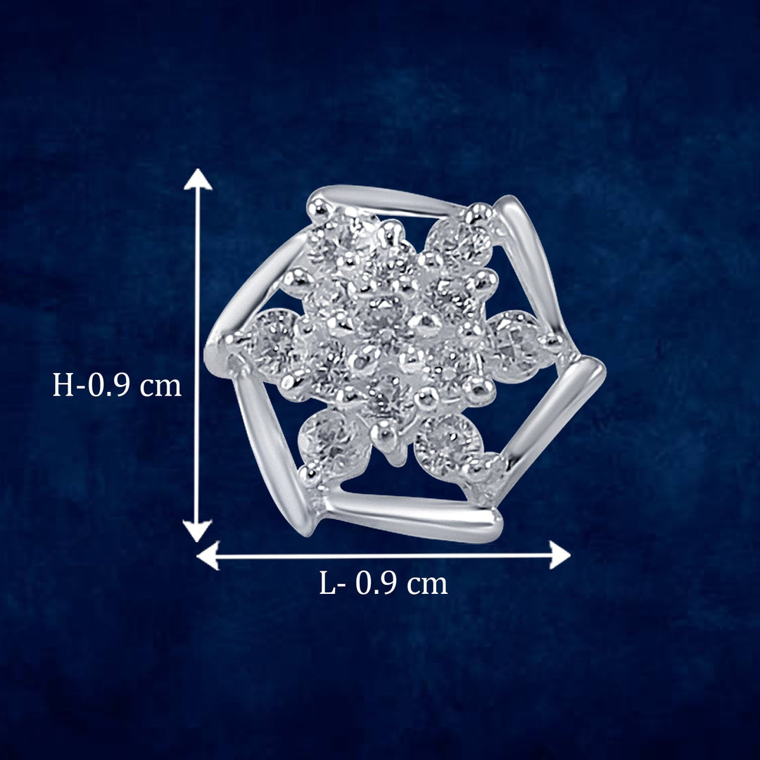 Taraash 925 Sterling Silver CZ Floral Stud Earrings For Women - Taraash