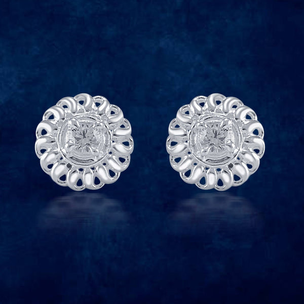 Taraash 925 Sterling Silver CZ Floral Stud Earrings For Women - Taraash