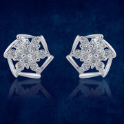 Taraash 925 Sterling Silver CZ Floral Stud Earrings For Women - Taraash